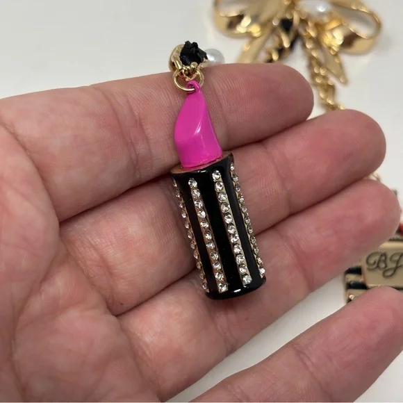 Betsey Johnson Going All Out Makeup Charm Necklace NWT